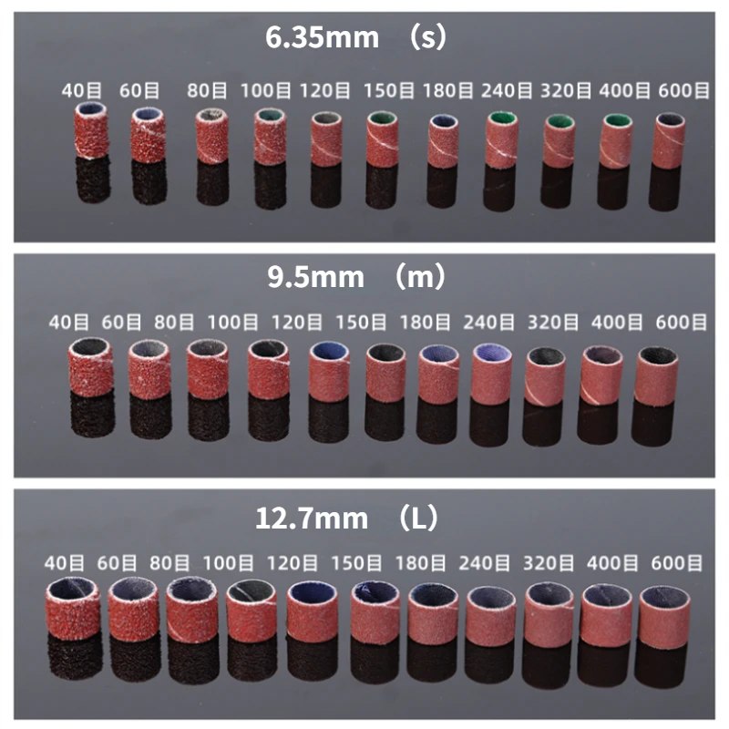 52pcs Sanding Drum Kit Grit Sander Drum Mandrel Rotary Nail Drill Bits Electrical Tools (50pcs)6.35/9.5/12.7mm+(2Pcs)2.35mm