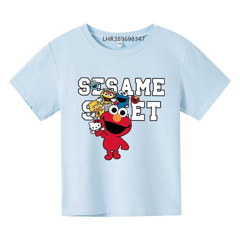 ELMO Fashion Tshirt Suitable for children Round Neck tops T-shirt Boys Girls age 3-12 Casual Toddle summer  Short Sleeve