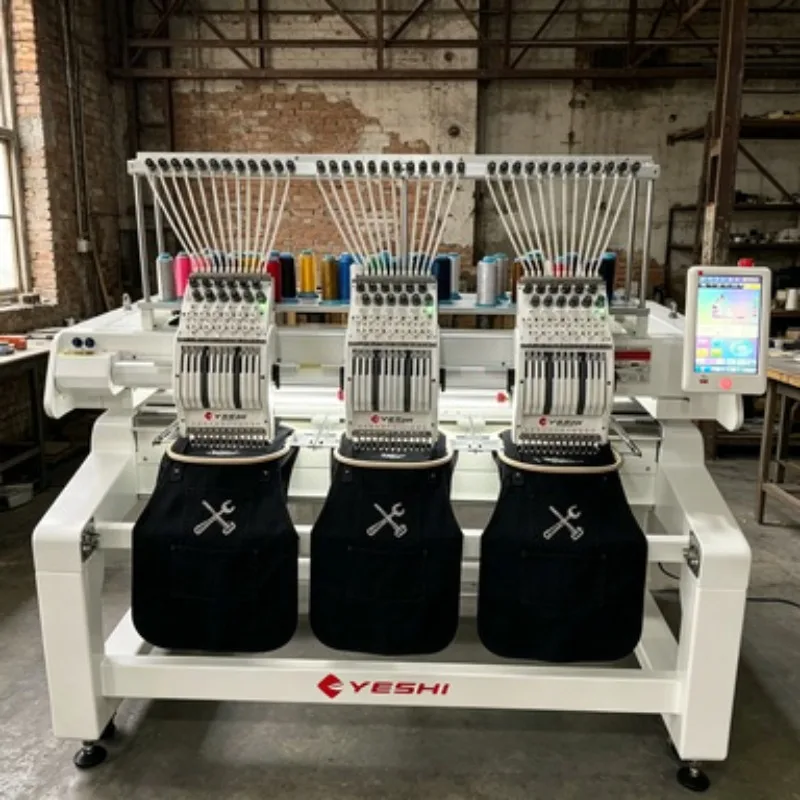 Multi Head Embroidery Machine 12 Heads 12 Needles High Speed Embroidery Unit for T Shirt Production 1200RPM