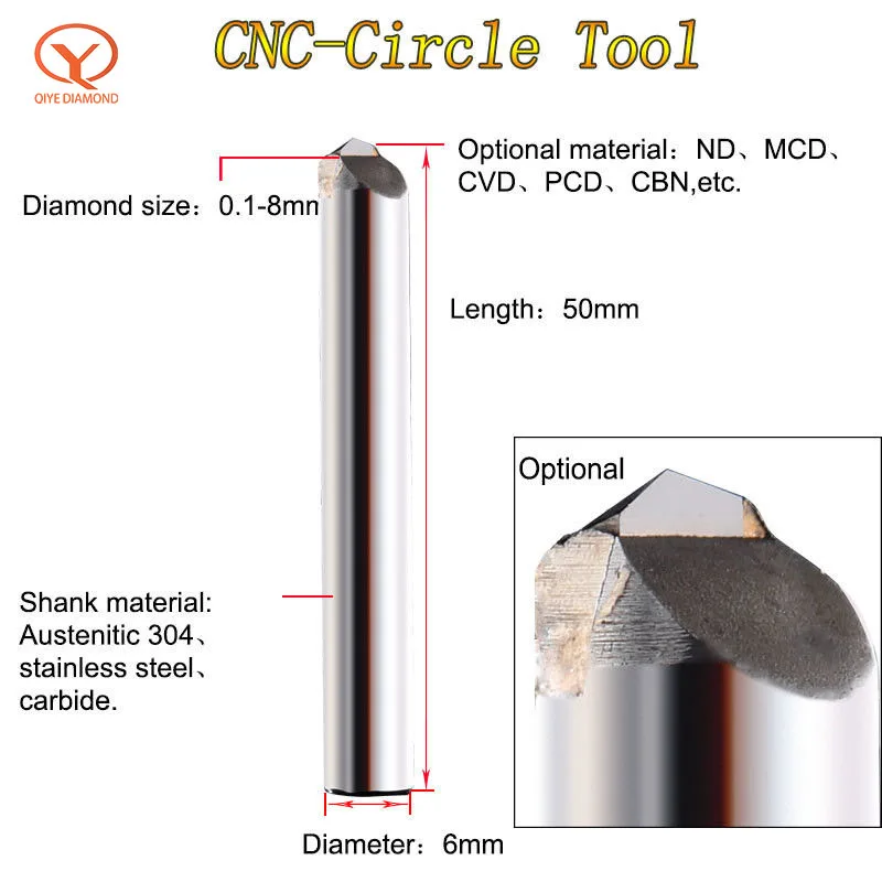 Qiye 3MM MCD Making Circle Effect long life Milling Cutter CNC Diamond End Mills