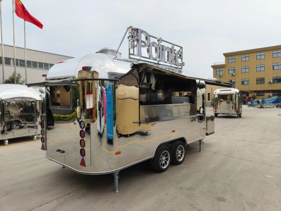 Mobile Food Cart for Fast Food Commercial Street Vending Trailer with Fryer Griller for Hamburger Fries