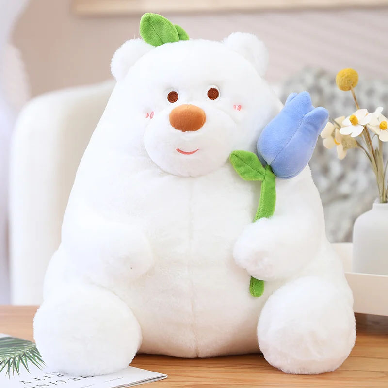 Oso de peluche Kawaii de 25/35/45CM para niñas, con flores rosas muñeco de peluche, regalo de San Valentín y Navidad