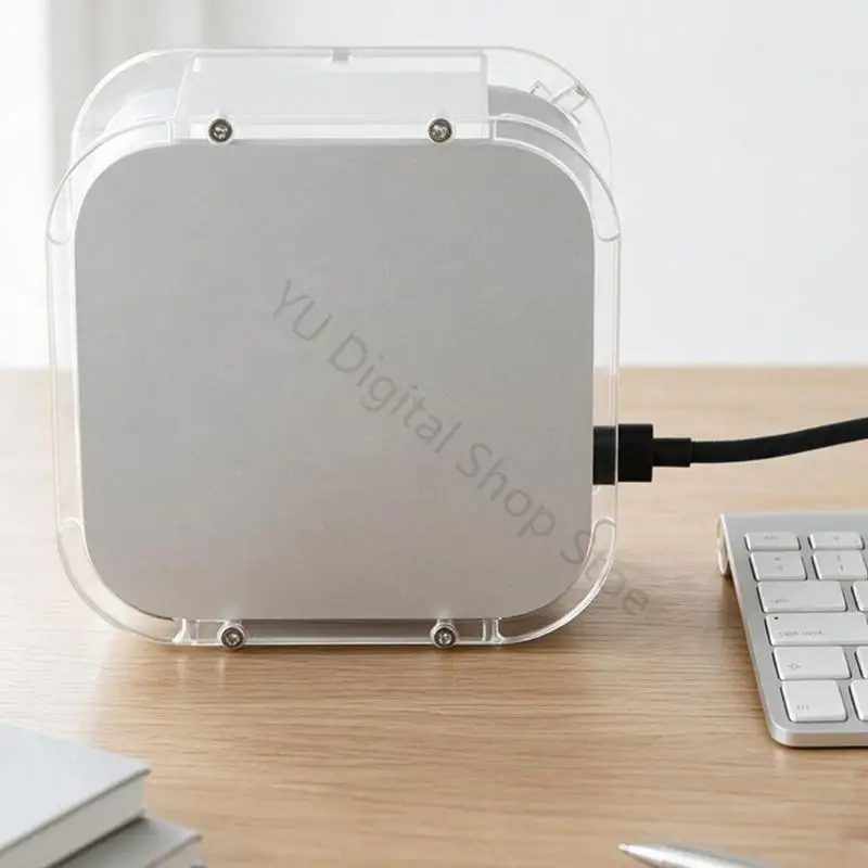 96BA Acrylic Desktop Stand Case with Support Shell and Mounting Hardware, Clear Holder for Small Computer Placement on Office