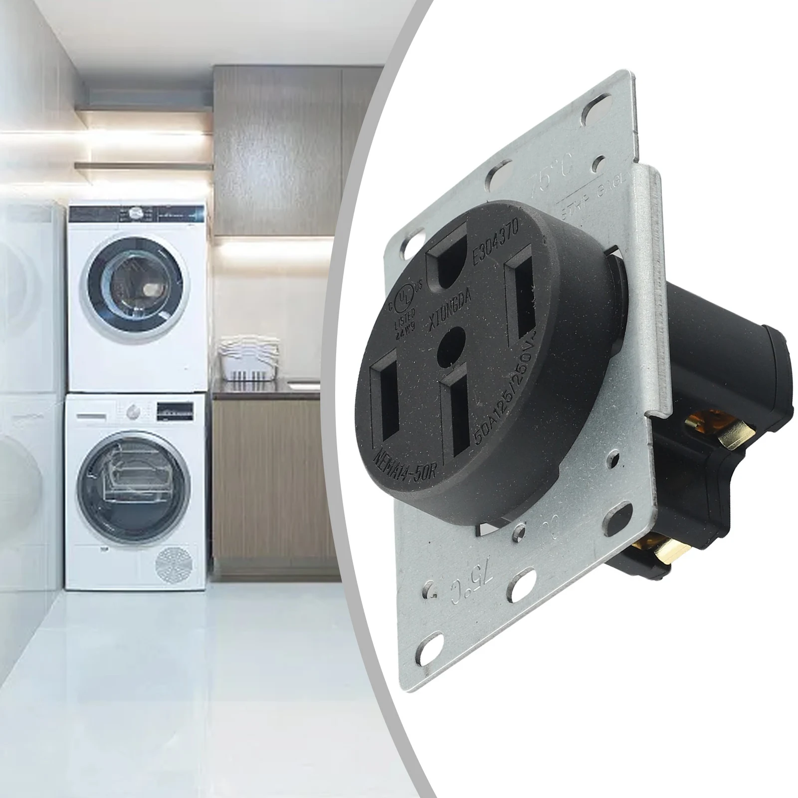 For NEMA 14 50R Flush Mounting Receptacle Accepts Multiple AWG Sizes Suitable for Range and Dryer Applications at 50A