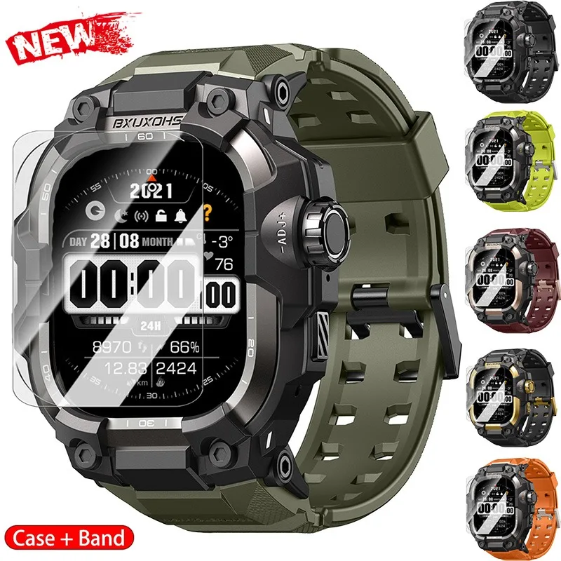 Metal Case+ Strap for Apple Watch Ultra 3 2 1 49mm Military Grade Shockproof Bumper Cover Tactical Band Case for iWatch Men