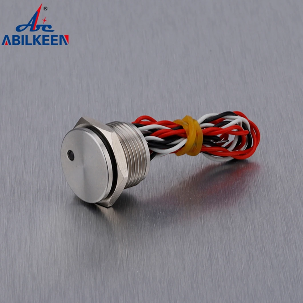 

ABILKEEN 16mm Dot LED Illuminate Flat Head Piezo Electric Switch 1NO 2A Momentary/Latching Function Pressure-Sensitive Switch