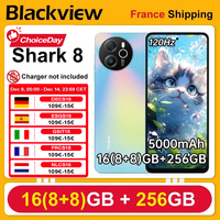 Blackview SHARK 8 [No EU Charger] 16(8+8)GB+256GB Android 13 Smartphone 5000mAh 2.4K Screen 6.78'' 120Hz  64MP+13MP Camera NFC