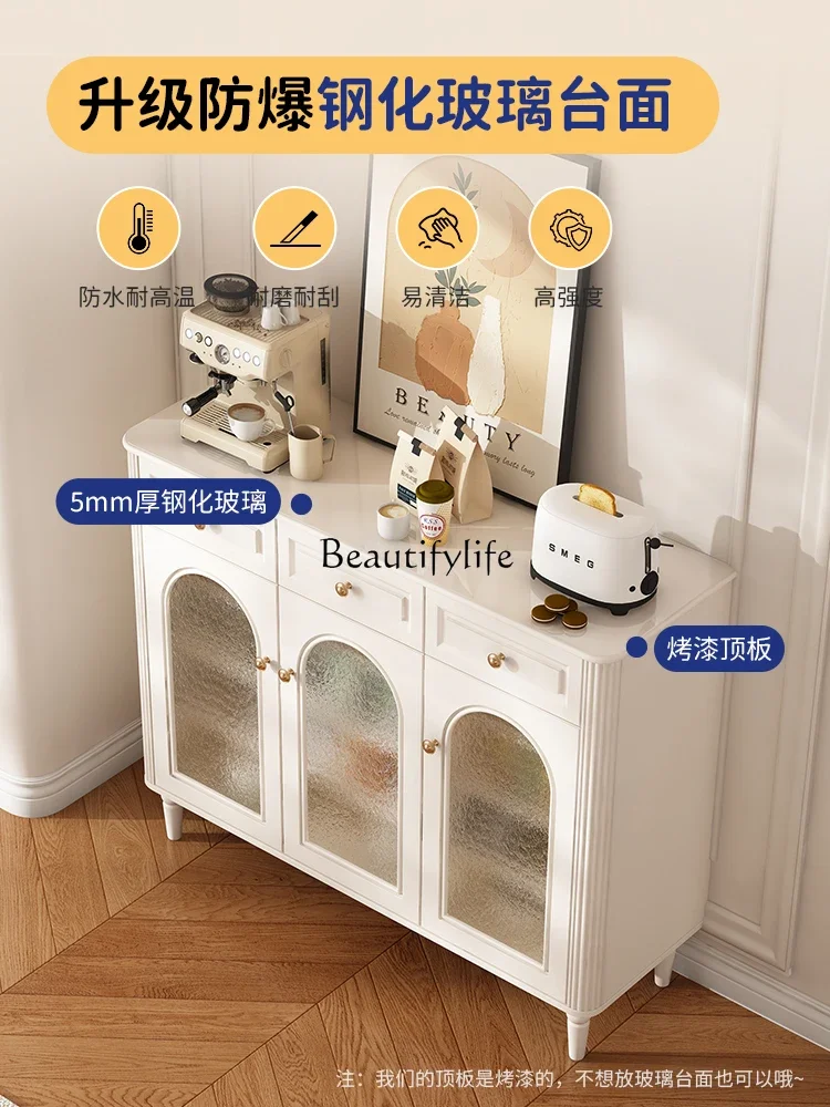

yj7 French-style Wall-mounted Integrated Storage Cabinet Living Room High-end Solid Wood Frame Tea Cabinet