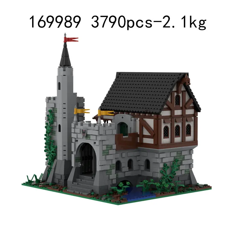 تجميع الجسيمات الصغيرة بناء لعبة المكعبات MOC-169989 3790 قطعة القرون الوسطى مانور بناء القلعة نموذج هدية الحلي