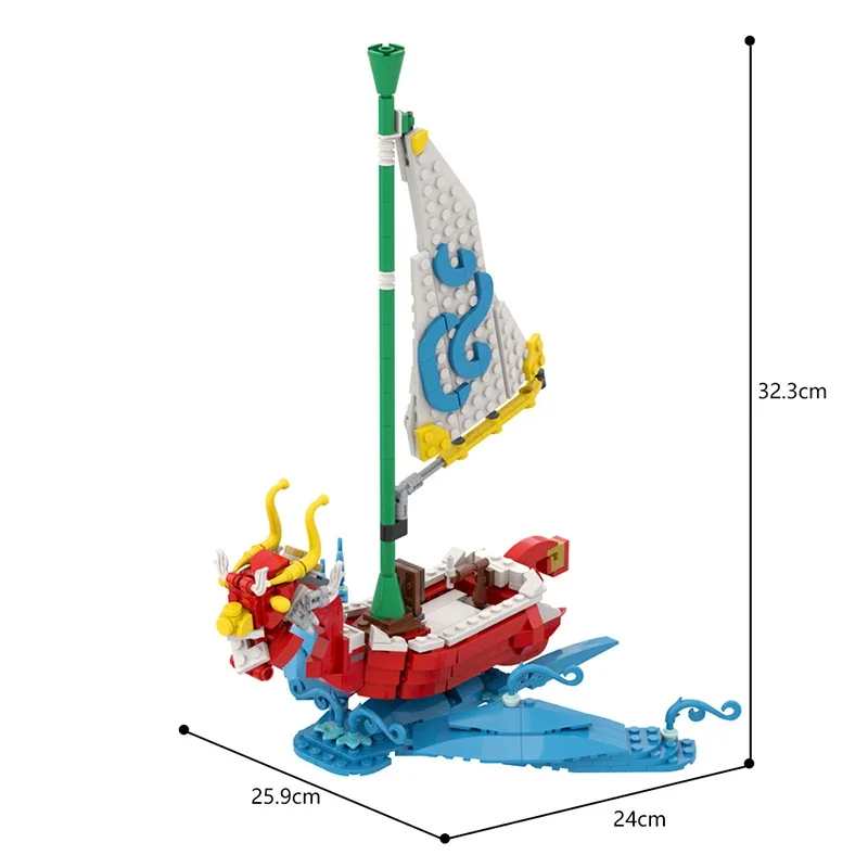 MOC Classic Game At Sea Dragon Sailboat Building Blocks Kit The Legend of Zeldaed Wind Waker Boat Model DIY Kids Puzzle Toy Gift