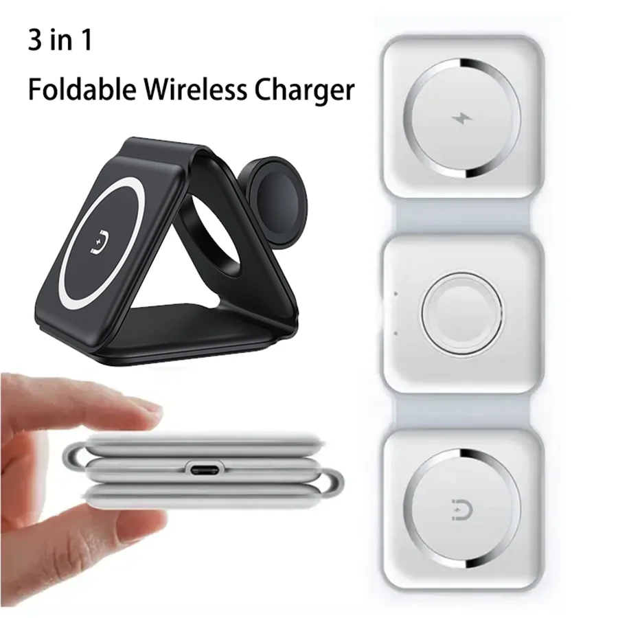 High Quality Magnetic Fast Mobile Phone Charger Station 3 in 1 Wireless Charger Stand for iphone 16 15 14 Pro Max Samsung