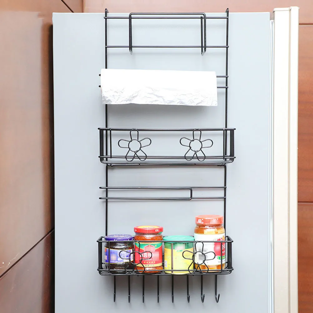 

1Pcs Iron Refrigerator Rack Double Layer Storage Shelf for Kitchen Bathroom Office Multifunction Iron Storage Rack Refrigerator