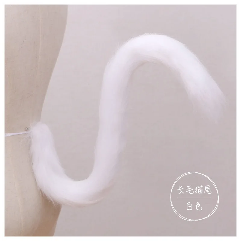 Long Cat Tail Cosplay Adult Kids Anime Plush Cat Wolf Cosplay Props Animal Ears Bandana Long Tail Halloween Lolita Costume