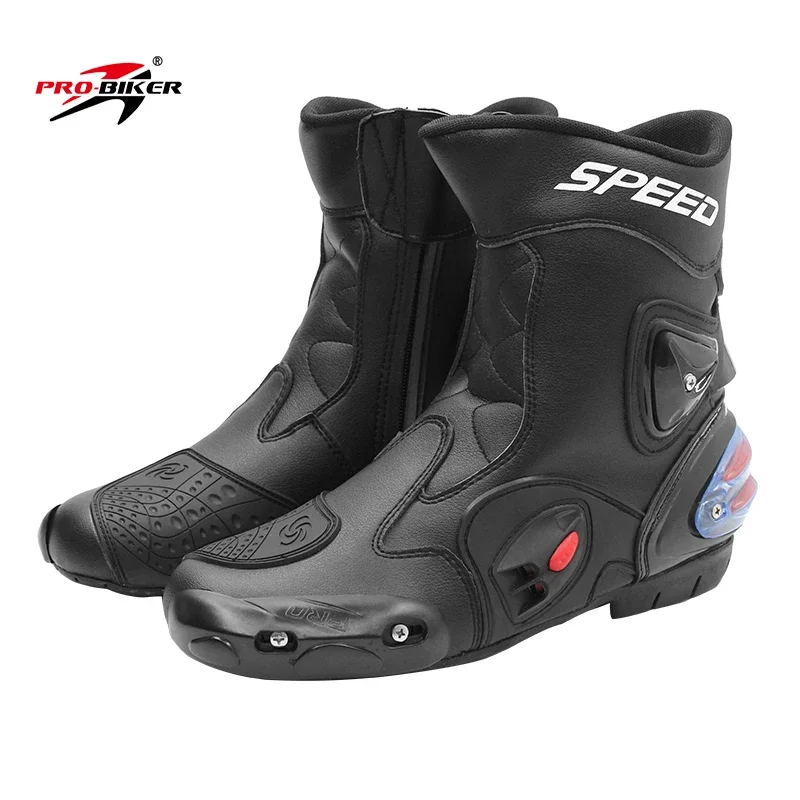 PRO-BIKER A004 SPEED Ankle Joint Protective Gear BLACK RED WHITE Motorcycle Moto Shoes Motorbike Racing Motocross Boots