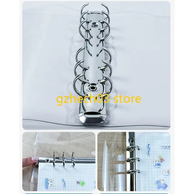 G2AC Clear Notebook Prolders 6 Rings Plannner Binder Soft Binder with Snap Button Closure Dollable Binder Binder