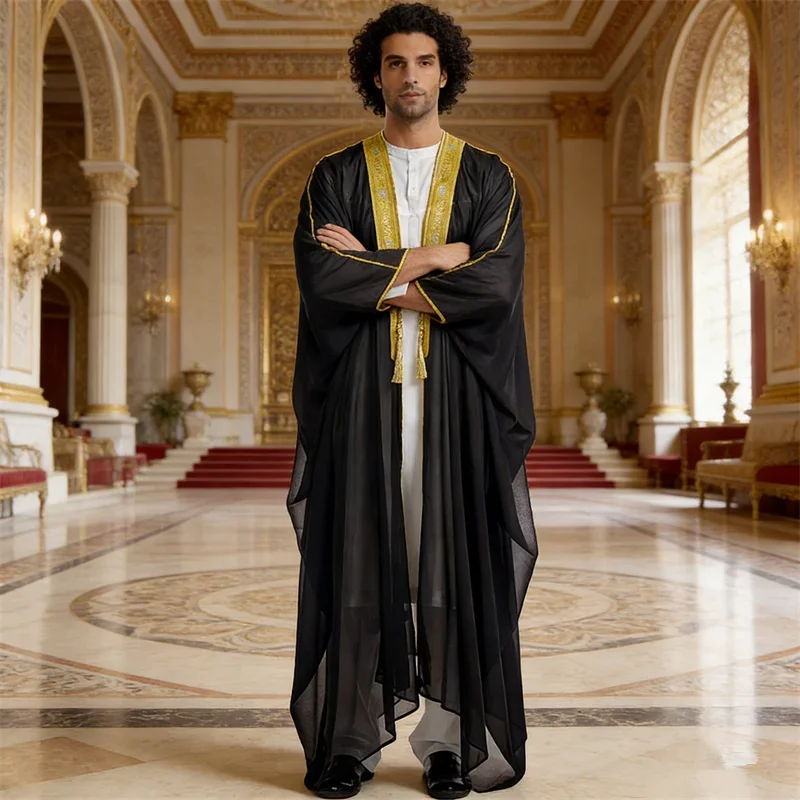 

Eid Kimono Jubba Thobe Men Robe Kaftan Kimono Muslim Gown Moroccan Prayer Abaya Dress Arabic Middle East Ramadan Islam Clothing