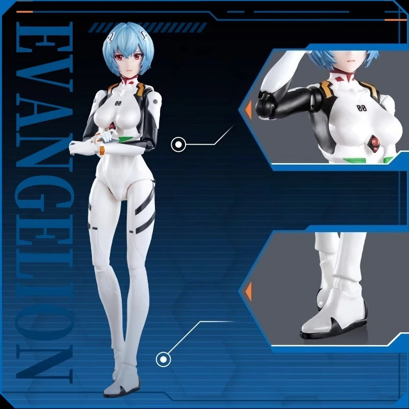 NEONGENESISEVANGELION Figurka Ayanami Rei z kreskówki, kreatywny model o wysokiej wartości, ruchome przeguby, zabawka do składania, ozdoba na biurko