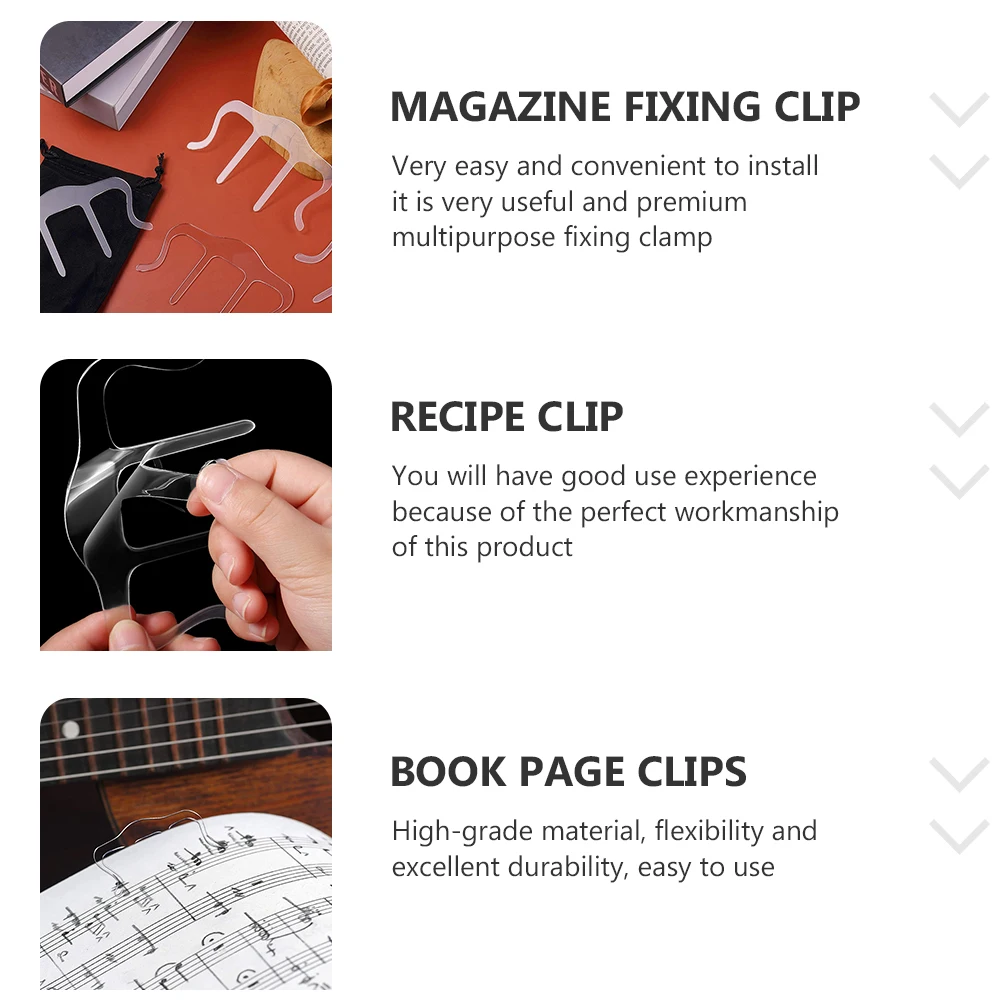 

4Pcs Clear Acrylic Page Clips Transparent Book Binder Fixed Clamps for Magazine Recipe Speech Draft Lightweight Practical