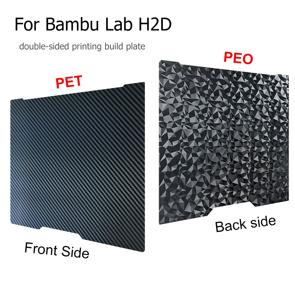 Hoja PET PEO para Bambu Lab A1/A1 Mini/H2D/P1P P1S/X1 X1C, placa de construcción, hoja suave de doble cara, cama de impresión de impresora 3D