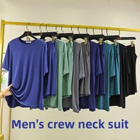 Men's Summer Thin Modal Loose Large Size T-shirt Shorts Set Short Sleeve Home Clothes Two-piece Set Comfortable Sleepwear