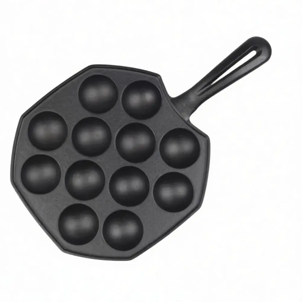 Durable Cast Iron Takoyaki Grill Pan Nonstick Round Kitchen Mold For Quail Eggs And Tasty Snacks Suitable Induction Cooker