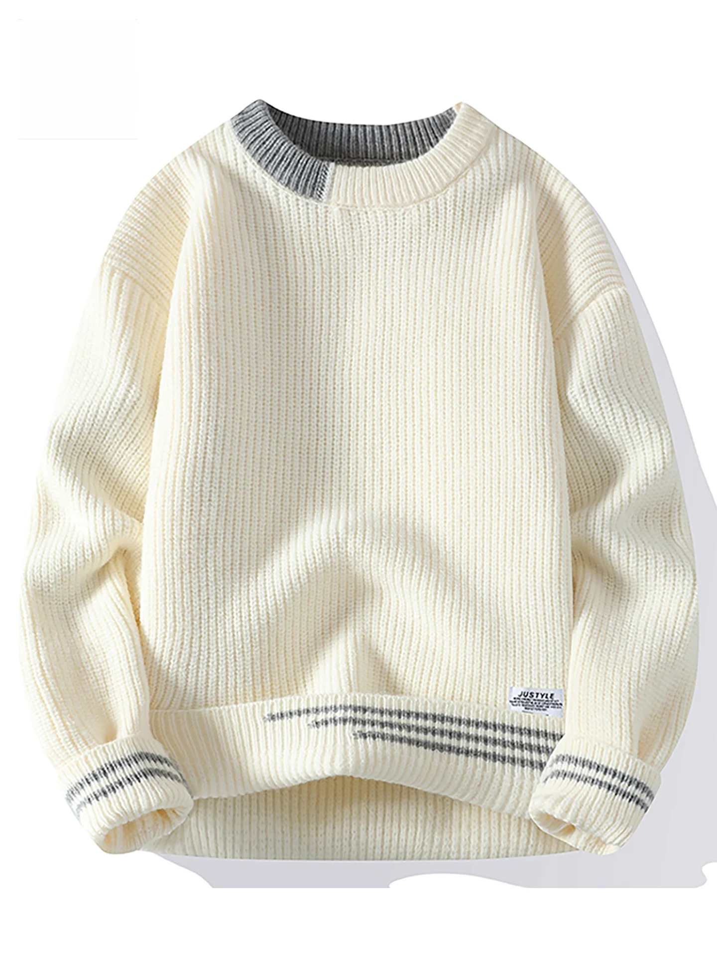 

Мужской утепленный вязаный свитер с круглым вырезом, повседневный, свободного кроя, базовый слой, осенне-зимний, модный, с застежкой-молнией