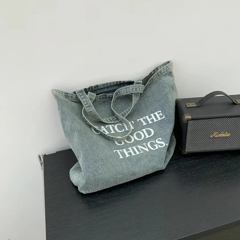 Purse Denim Letter Cloth Tote bag Underarm Shoulder Bags Luxury Bags For Women 2023 New Casual Large Capacity Ladies Handbags