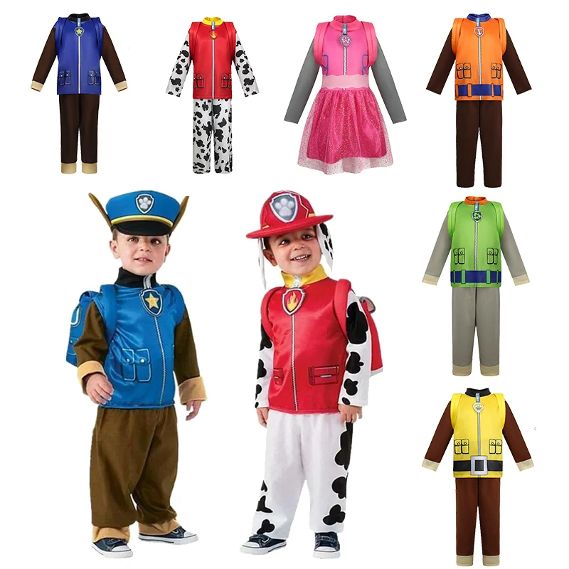 Kids Carnival Clothing Children PAW Patrol Chase Marshall Skye Cosplay Costume Boy Christmas Party Role Play vestido 3-10year