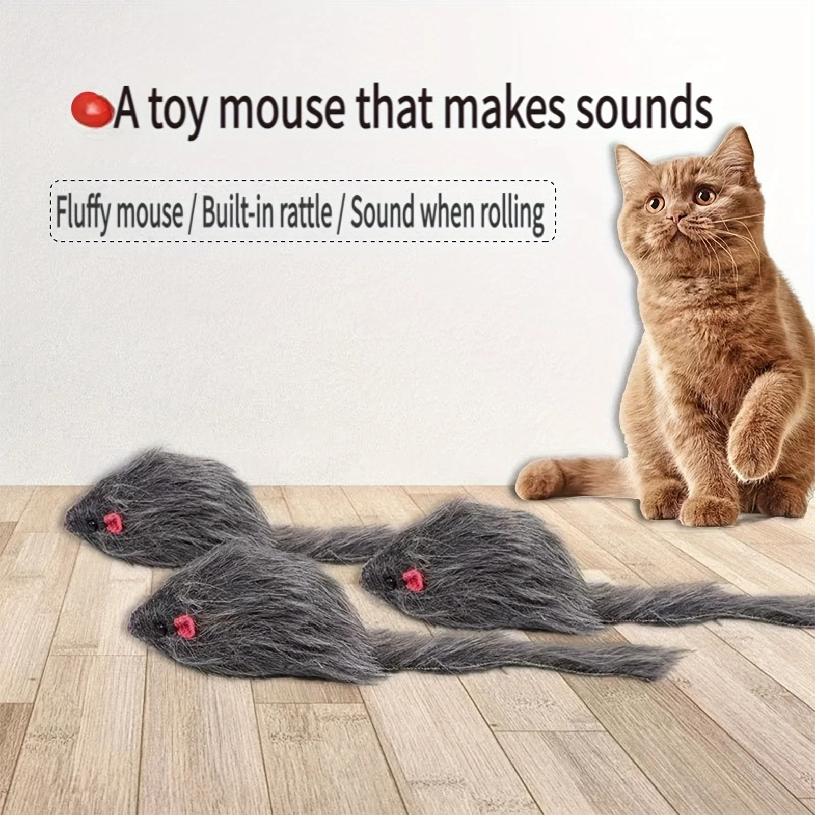 

3-100 Pcs Plush Mouse Toys Interactive Fake Mice Suitable for Cats Built-in Bell and Sound Safe Cat Teasing Toys for Small Cats