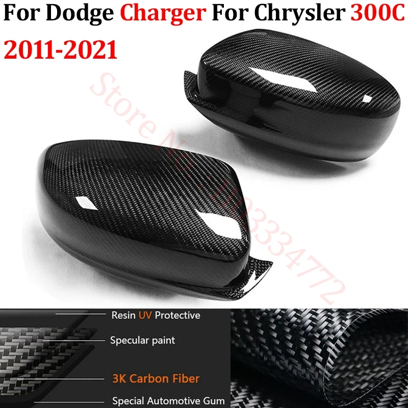 Rearview Mirror Cover For Dodge Charger For Chrysler 300C 2011-2021 Real Carbon Fiber Side Door Mirror Shell Add on Frame Case