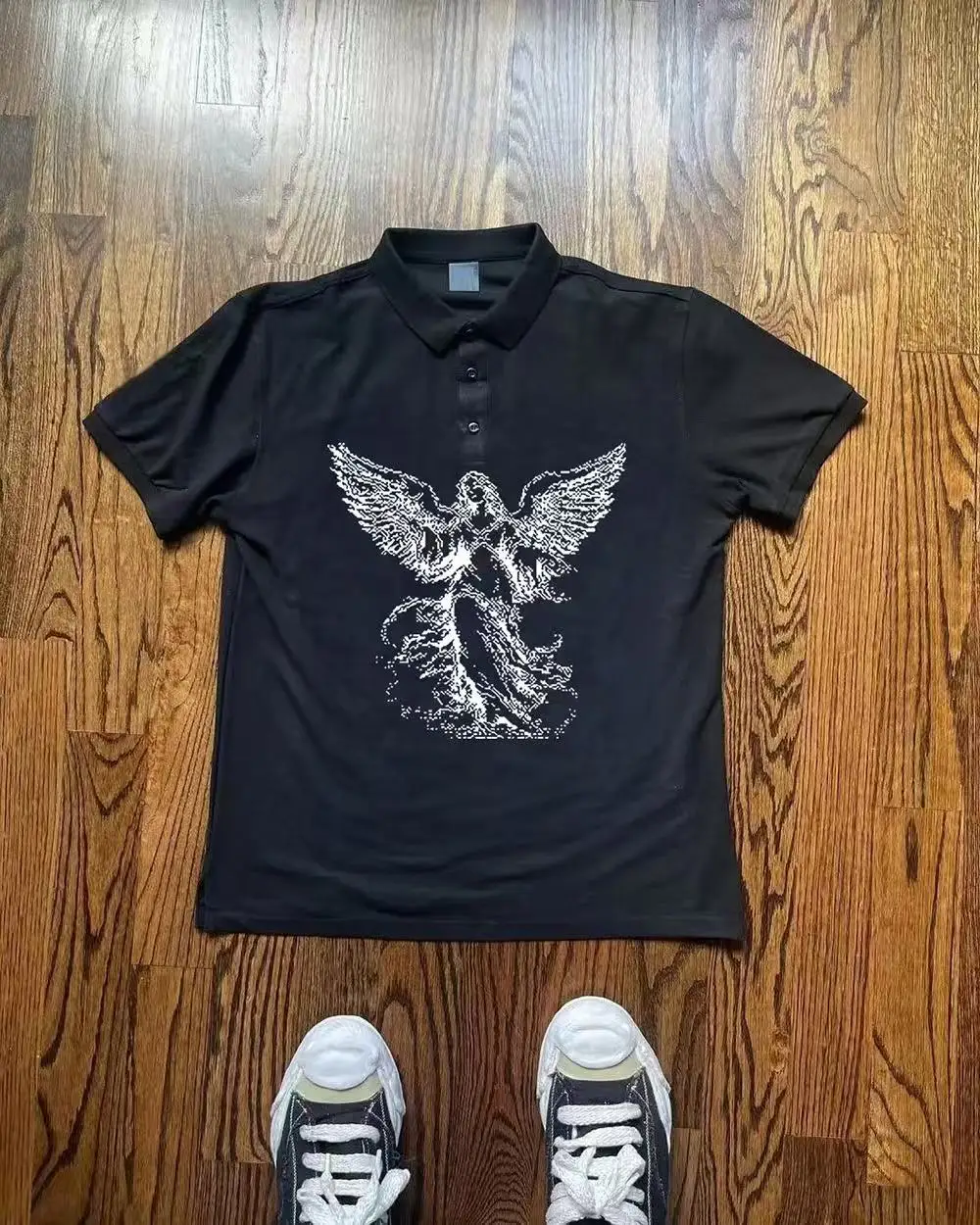 

2025 New Y2k Short Sleeved Polo T-shirt Cartoon Printed Pattern Top Dark Gothic Vintage Summer Street Dressing Top