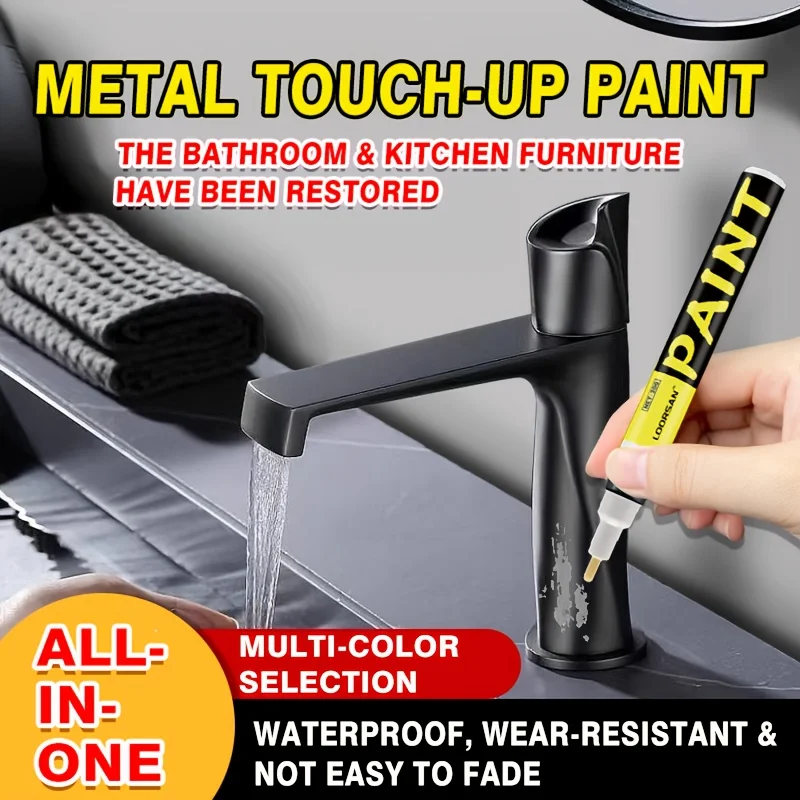 Metal Touch-Up Pens - Stainless Steel Paint Scratch Repair, Bathroom and Kitchen Paint Restoration, Black, White and Gray Touch
