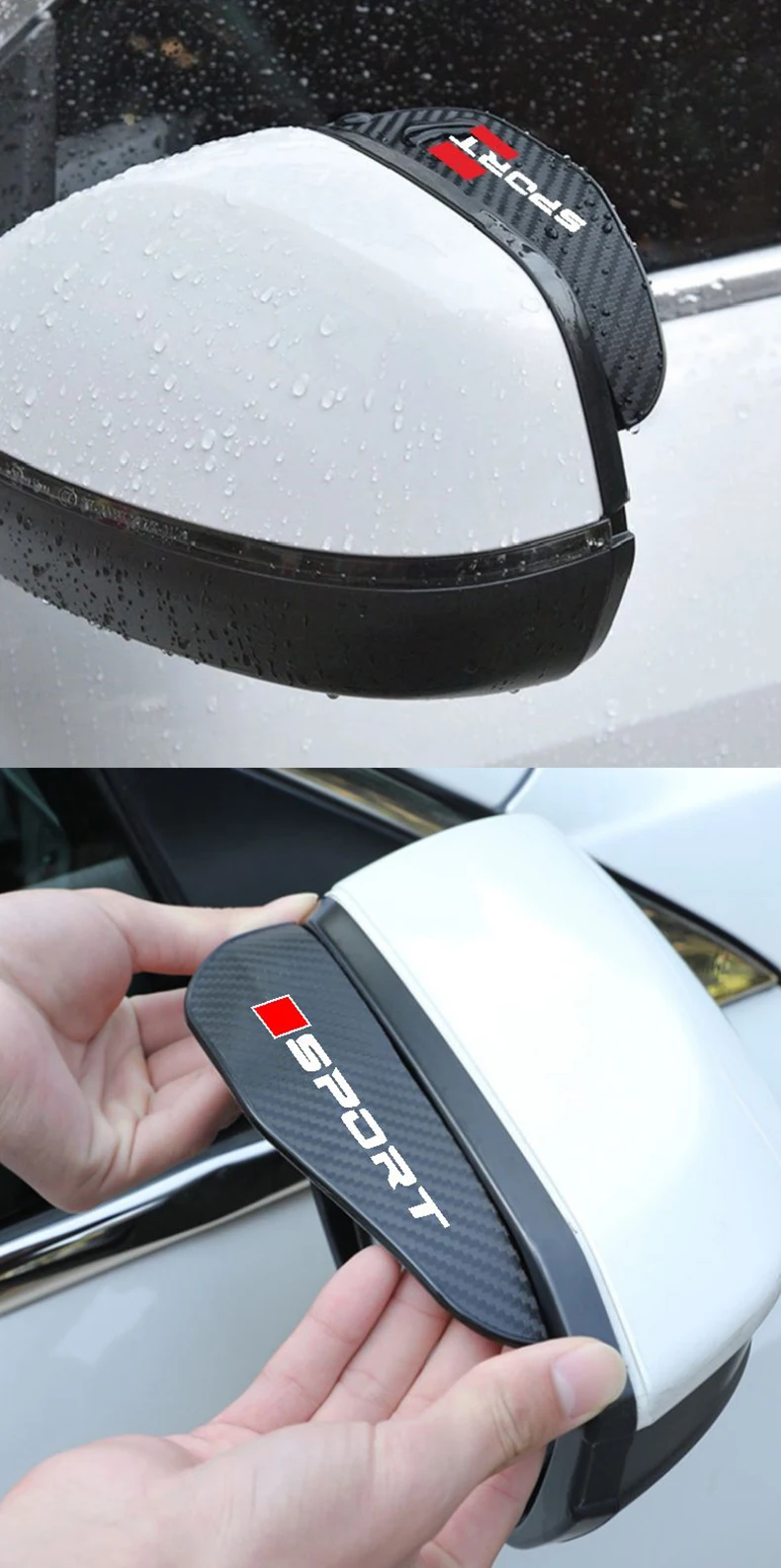 2-teiliges Auto-Rückspiegel-Regen-Augenbrauen-Set, universeller Rückspiegel, Regen-Augenbrauen-Zierschild, regenfest, für die meisten Automodelle – Detail 12