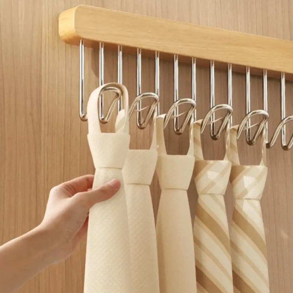 

Multifunctional Clothes Hanger Bar Wood Material 8 Hooks Pull Out Hook Rack Space Saving 12 Hooks Wardrobe Sliding Rack