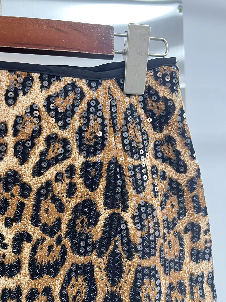 TWOTWINSTYLE, minifaldas sexis de leopardo para mujer, cintura alta, ceñido al cuerpo, falda adelgazante de lentejuelas, moda femenina, nuevo KSK 513187