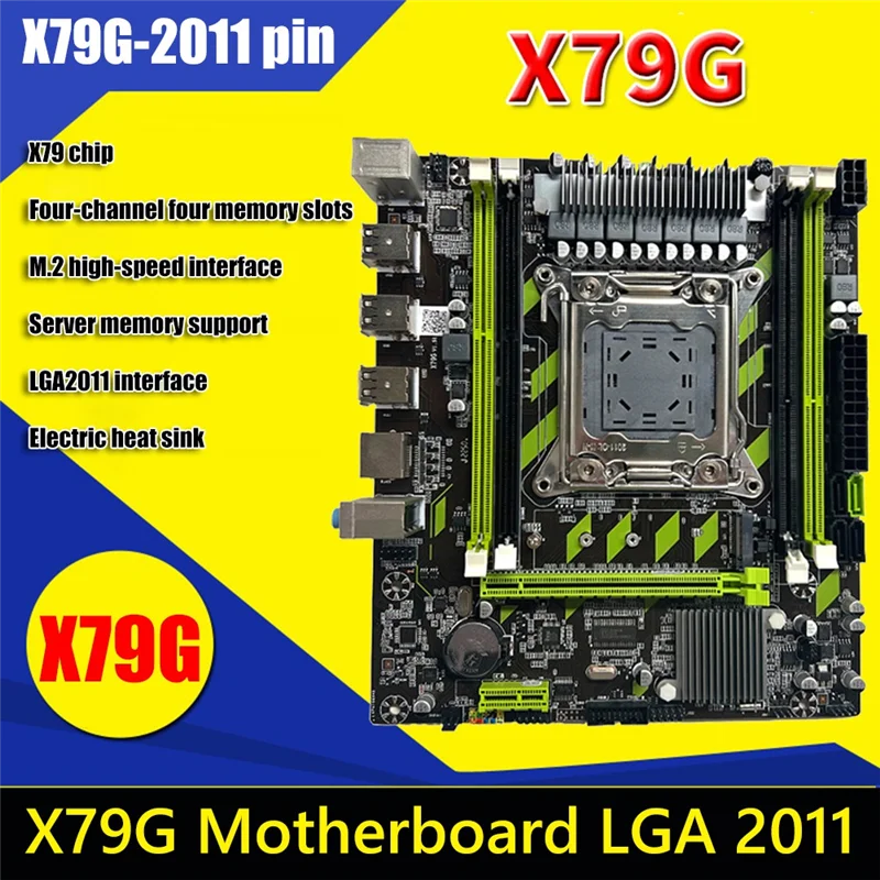 Материнская плата X79G LGA2011 + процессор E5 2670 V2 + ОЗУ DDR3 4X4G + термопаста + кабель SATA поддержка M.2 NVME PCIE X16 USB2.0 SATA3.0