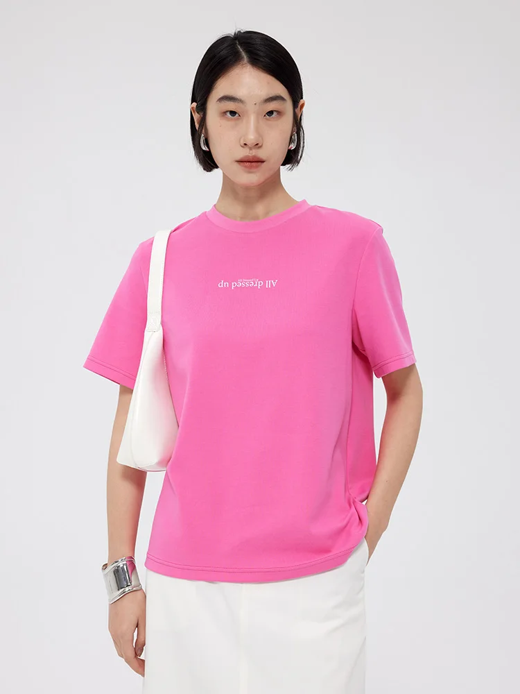 

Water Soft Cotton Knitted ort Sve T-irt Women's Summer Faion round Ne Print Casual Comfortable Breathable Top