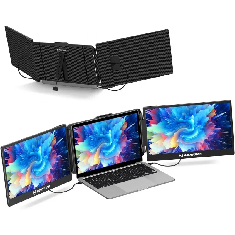 

v triple monitor laptop, 14' 'extender plug & play, 1080p HD portable screen for 13-17''