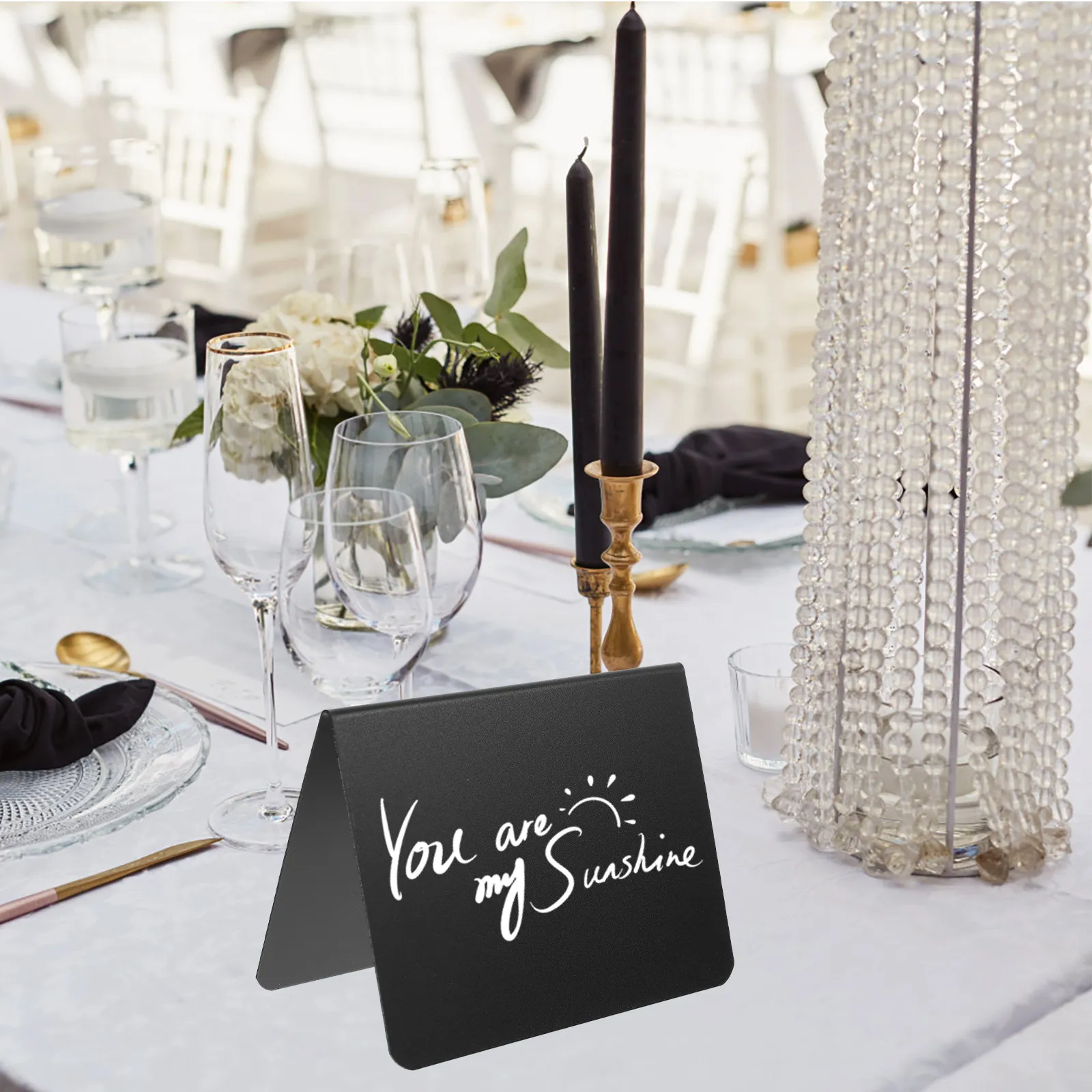 1Set Mini Blackboard Sign Black Reusable Chalkboard Price Label Food Table Cards Memo Message Board for Cafe Restaurant Wedding