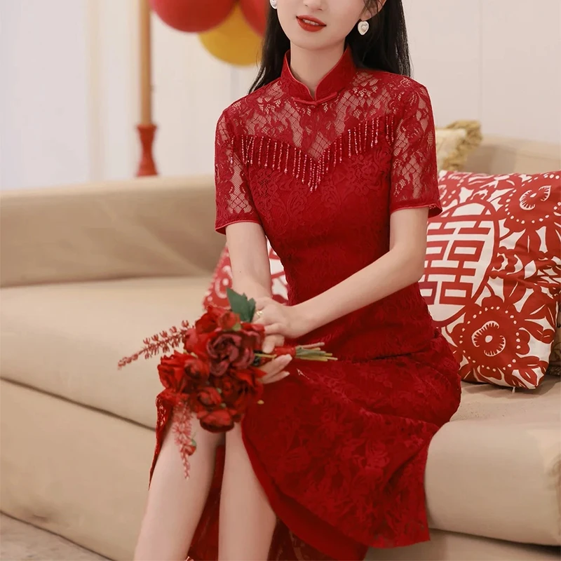 

Improved Engagement Dress Vintage Style Wedding Gown Long Sleeve Short Sleeve No Slit Diamond Design for Wedding
