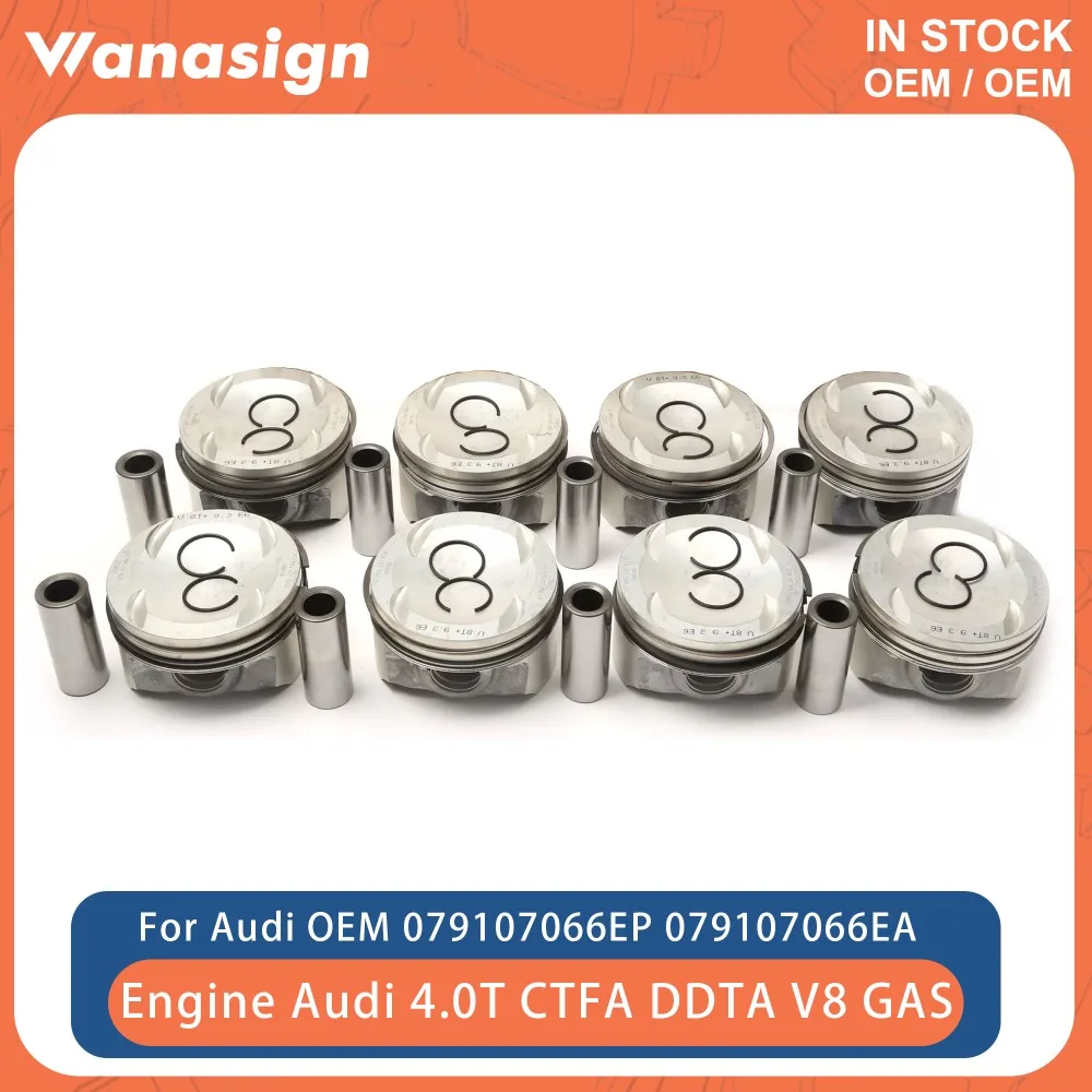 8x Piston & Rings Set Φ84.5mm STD Fit 4.0 T For Audi A8 S8 RS7 Quattro 4.0T CTFA DDTA CRDB CWUB V8 15-17 079107066EP 079107066EA