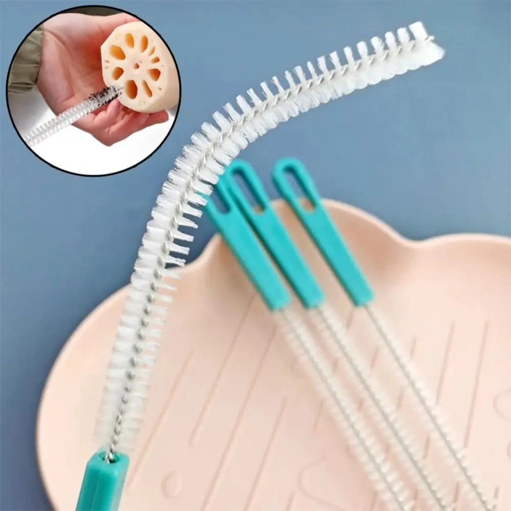 360 Degree Straw Cleaning Brush Stainless Portable Straw Bottle Cleaning Brushes Soft Hair Multifunction Scrub Brushes