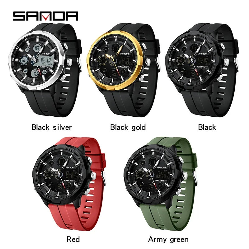 SANDA-reloj Digital de lujo para hombre, pulsera de cuarzo resistente al agua hasta 50M, estilo militar y deportivo, marca superior