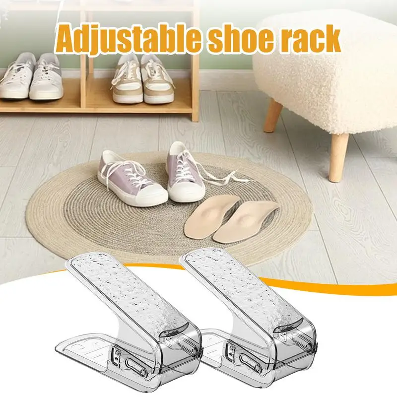 Adjustable Shoe Rack Stacker 2pcs Double Layer Shoe Stacker For A Pair Of Shoes Transparent Thickening Stackable 3 Different