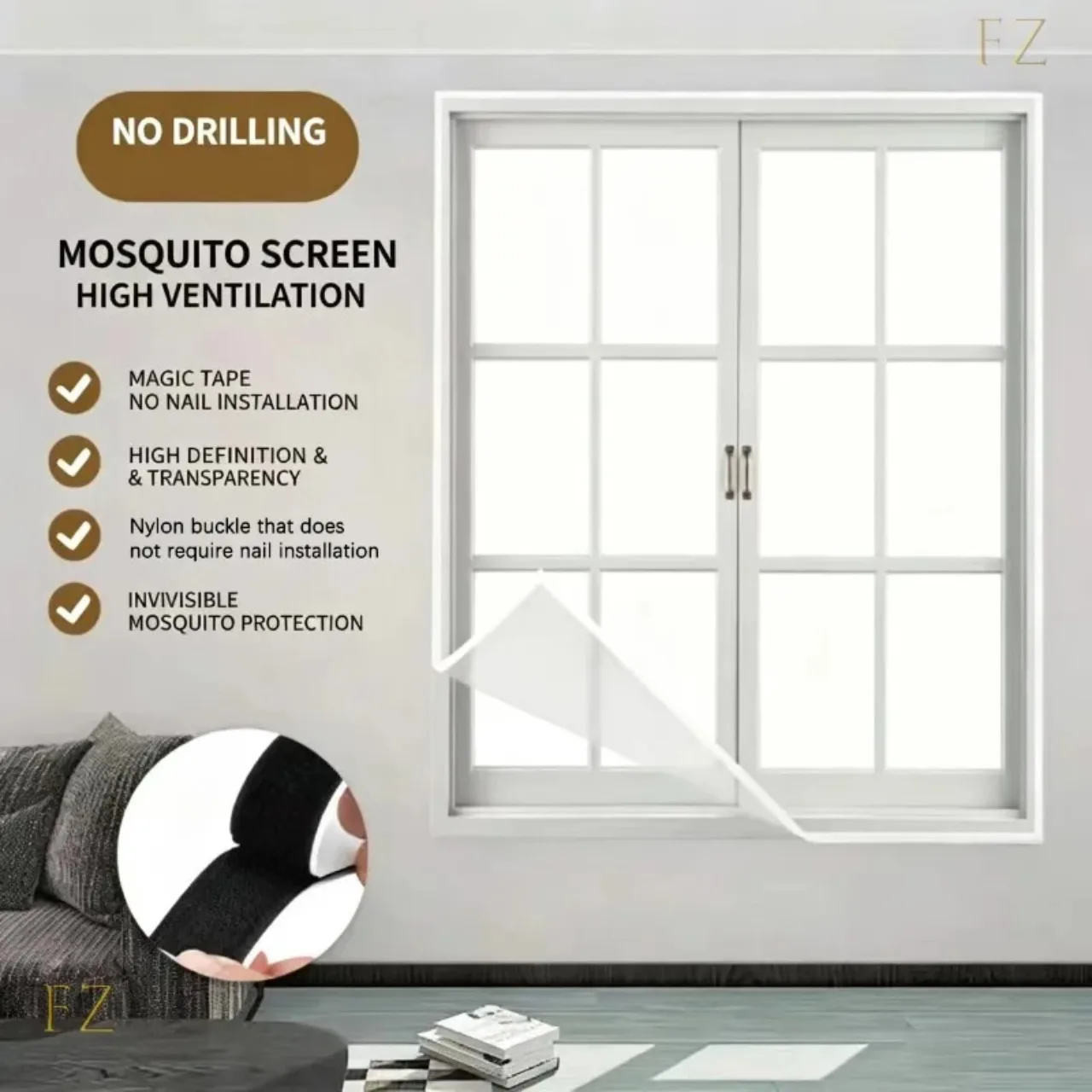 2026 Summer New Full Veil Mesh Dustproof Invisible Design Customizable Size Mosquito Proof Nanopolypropylene Window Screen