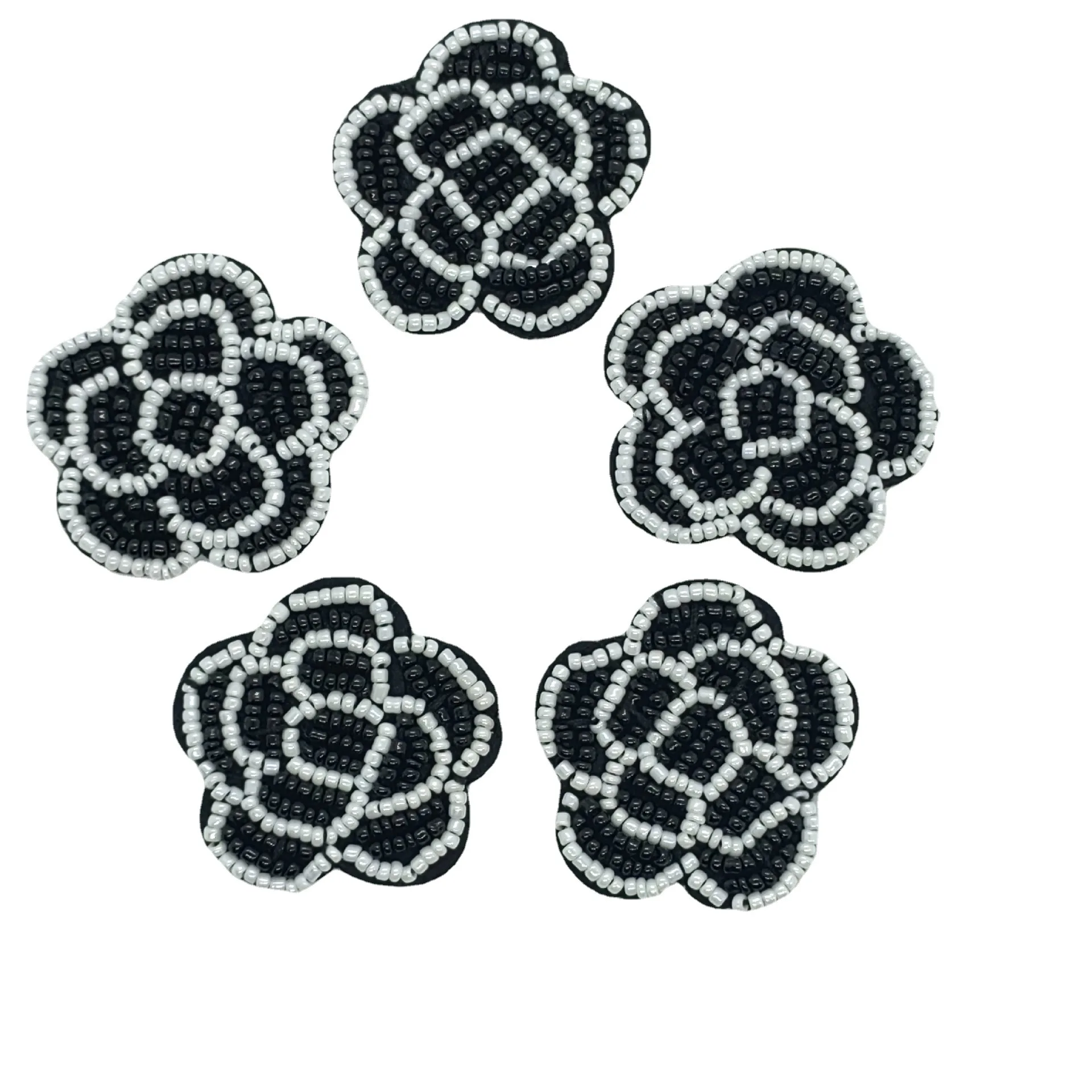 5PCS Handmade beaded fabric stickers camellia flowers flowers clothing accessories shoes hats bags decorative pearl flowers whol