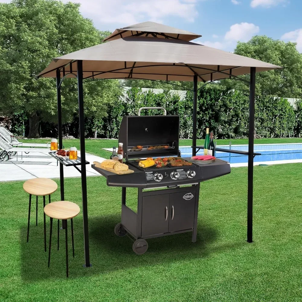 

Gazebo Grill Canopy with 4pcs Detachable LED Light,8'X5' Perfect for Barbecue, Soft Top BBQ Canopy, Patio Camping Tent