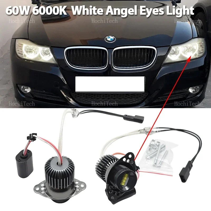 60W Error Free LED Angel Eyes Marker Lights Bulbs white for BMW 3 series E90 E91 LCI halogen 2009 2010 2011