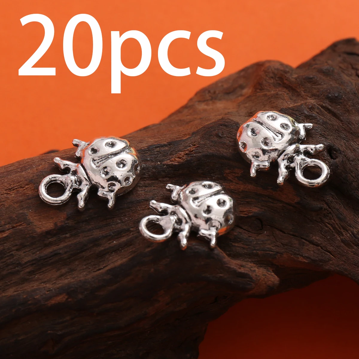 20 Mini Ladybug Charms, Round Beetle-Shaped with Polka Dot Texture, Suitable for DIY Bracelets, Necklaces, Earrings, and Handmade Beaded Jewelry Accessories