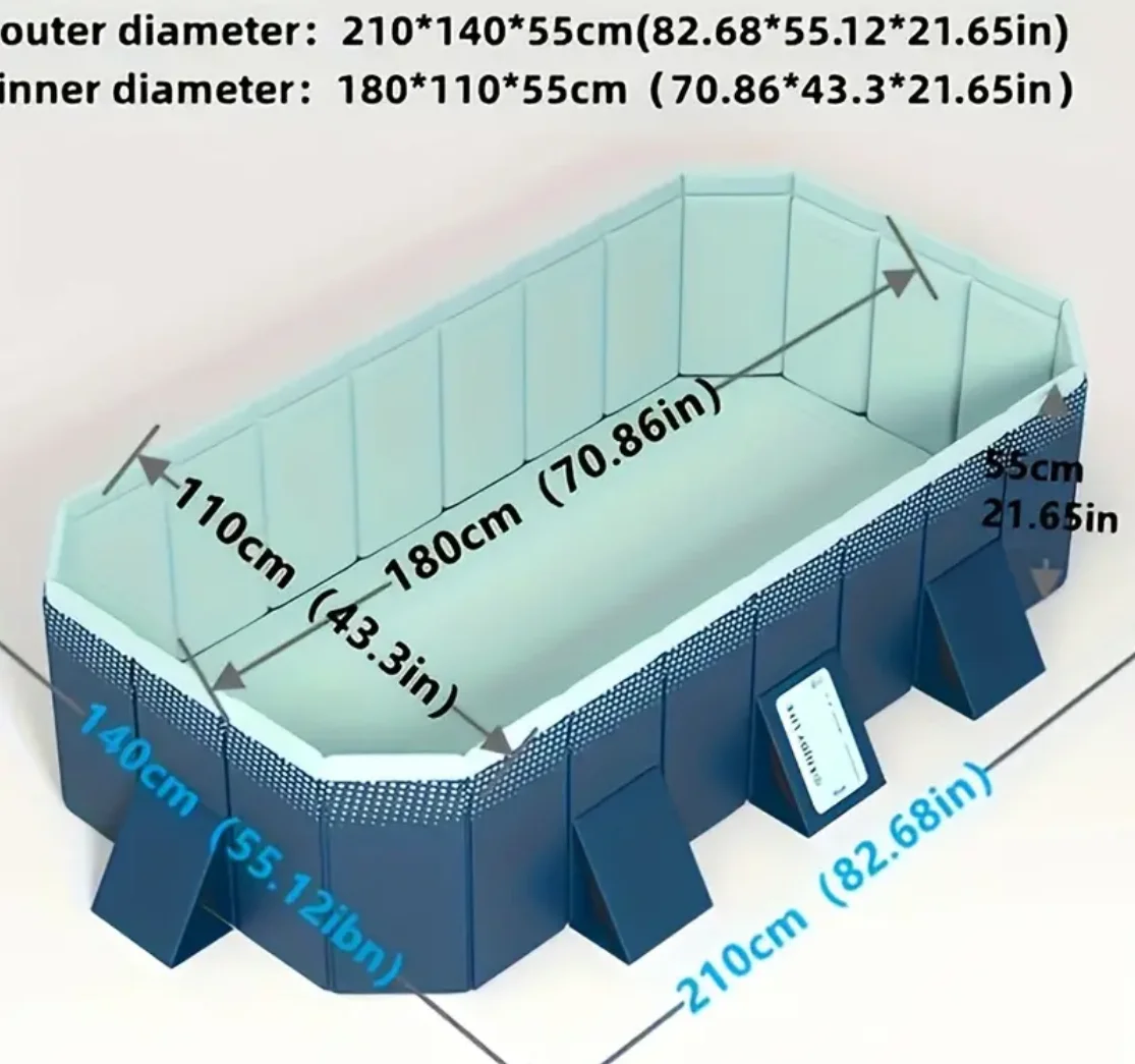 Składany, duży basen na zewnątrz, basen rodzinny, basen na letnie imprezy wodne, niepompowany basen, do użytku na zewnątrz, w ogrodzie.